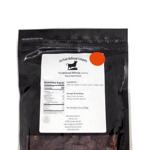 SA Pride Biltong - Traditional (with Fat) Sliced Beef Steak  (CASE OF 40 x 0.5lb)