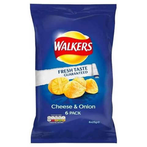 Walkers Crisps Cheese and Onion 6pk (CASE OF 18 x 150g)