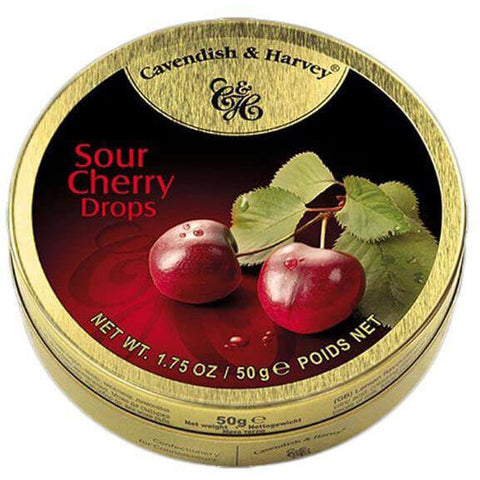 Cavendish and Harvey Small Sour Cherry Drops Tin (CASE OF 7 x 50g)