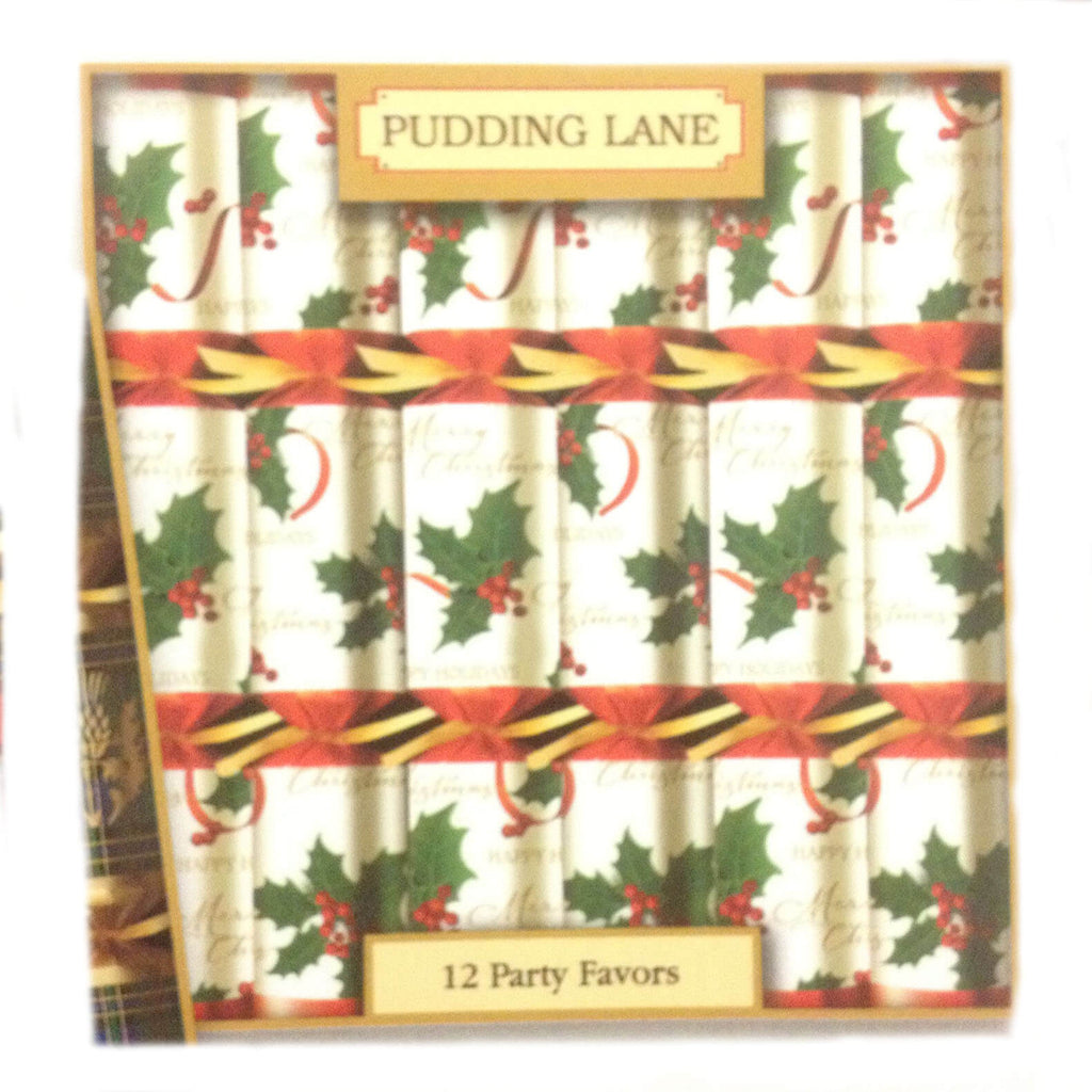 Pudding Lane Christmas Crackers Antique White With Merry Christmas Holly Design 12 X 12.5" (CASE OF 6 x 250g)