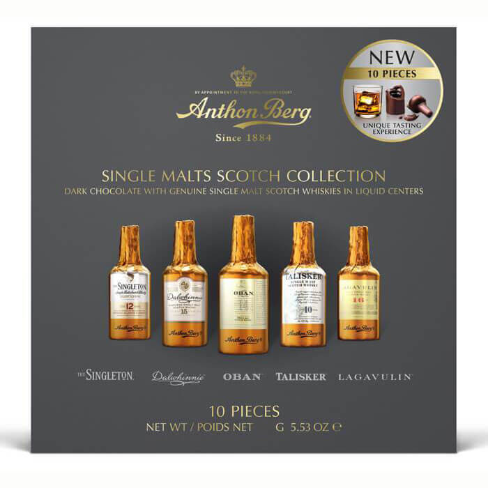 Anthon Berg Single Malt Scotch Liquor Chocolates (Item Contains 10 Bottles) (HEAT SENSITIVE ITEM - PLEASE ADD A THERMAL BOX TO YOUR ORDER TO PROTECT YOUR ITEMS (CASE OF 9 x 157g)
