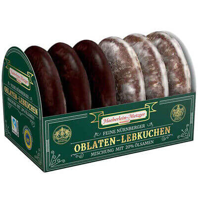Haeberlein Metzger Feine Weiche Oblaten Lebkuchen Mixed Glaze and Dark Chocolate (CASE OF 21 x 200g)