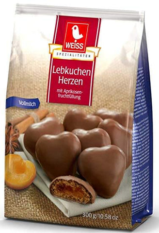 Weiss Lebkuchen Herzen Vollmilch Gefuellt (CASE OF 36 x 150g)