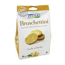 Asturi Bruschettini Garlic and Parsley Snack Size Italian Bruschetta Toasts (CASE OF 12 x 120g)