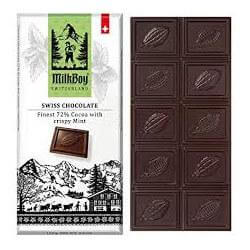Milk Boy Swiss Chocolate, Mint Crisp with 72% Cocoa, the Finest Milk Chocolate with Peppermint Crisp (HEAT SENSITIVE ITEM - PLEASE ADD A THERMAL BOX TO YOUR ORDER TO PROTECT YOUR ITEMS (CASE OF 10 x 100g)