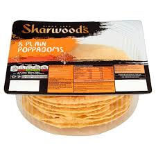 Sharwoods Puppodoms Plain Ready to Eat (Pack of 8 Pappadums) (CASE OF 12 x 72g)