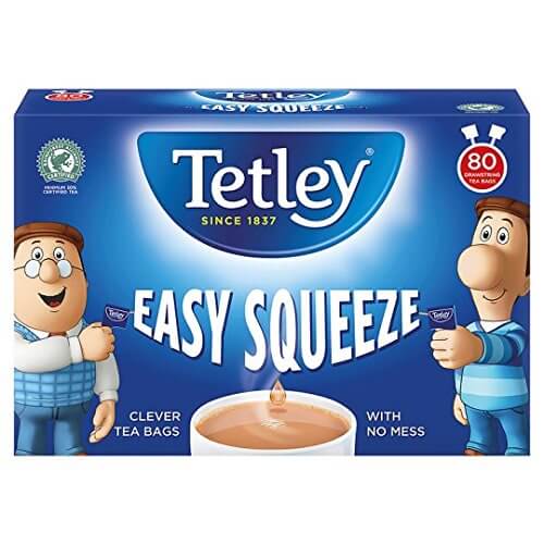 Tetley Tea - Easy Squeeze (Pack of 80 Tagged Teabags) (CASE OF 6 x 250g)
