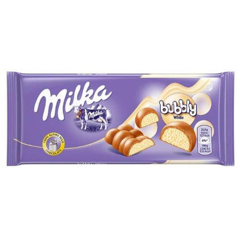 Milka Bubbly White Chocolate Bar (HEAT SENSITIVE ITEM - PLEASE ADD A THERMAL BOX TO YOUR ORDER TO PROTECT YOUR ITEMS (CASE OF 15 x 95g)