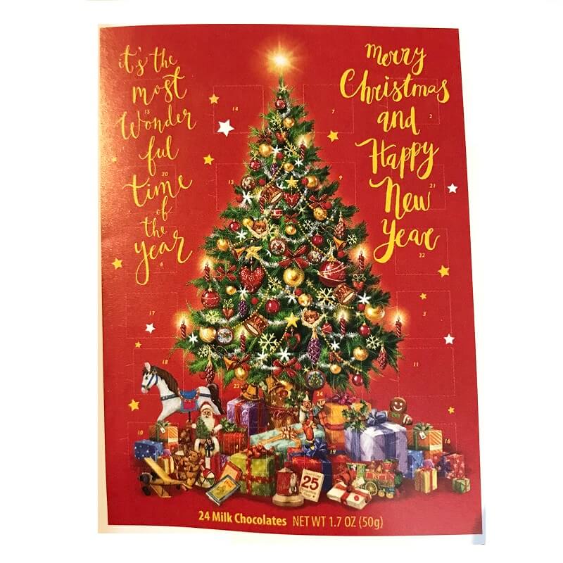 Advent Calendar Erikas Traditional Advent Calendar RED Merry Christmas and Happy New Year (CASE OF 12 x 50g)