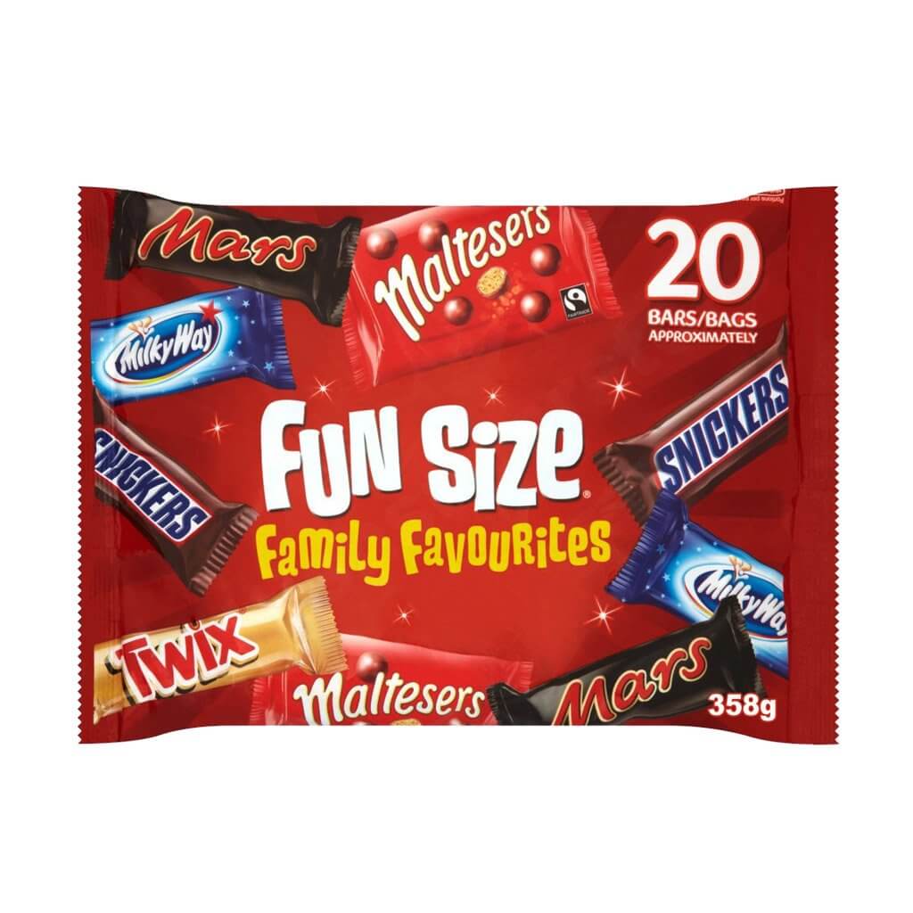Mars Family Fun Size Favorites (HEAT SENSITIVE ITEM - PLEASE ADD A THERMAL BOX TO YOUR ORDER TO PROTECT YOUR ITEMS (CASE OF 12 x 358g)