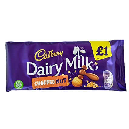 Cadbury Dairy Milk Bar Chopped Hazelnuts (HEAT SENSITIVE ITEM - PLEASE ADD A THERMAL BOX TO YOUR ORDER TO PROTECT YOUR ITEMS (CASE OF 22 x 95g)