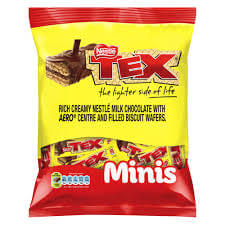 Nestle Tex Bar Mini Bag  HEAT SENSITIVE ITEM. PLEASE ADD ITEM 122942 TO THE ORDER TO TRY TO PROTECT CHOCOLATES FROM HEAT DAMAGE. (CASE OF 32 x 182g)