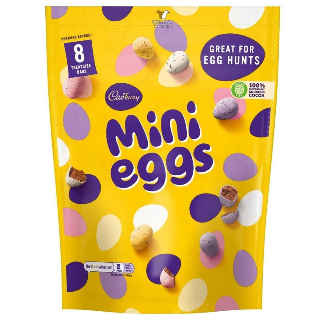 Cadbury Mini Eggs Pouch (Pack Of 8 Treatsize Bags) (CASE OF 6 x 308g)