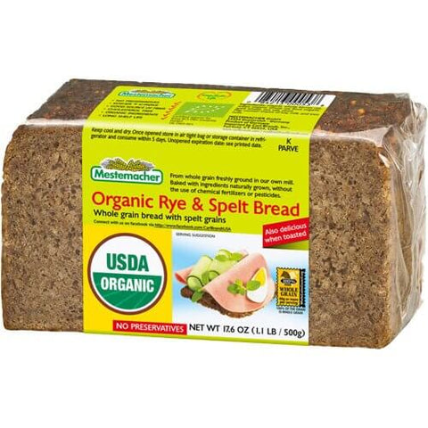 Mestemacher Rye and Spelt Organic Bread (CASE OF 12 x 500g)