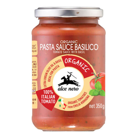Alce Nero Organic Tomato Sauce with Basil, Italian Tomatoes, Extra Virgin Olive Oil, and Basil (CASE OF 12 x 350g)