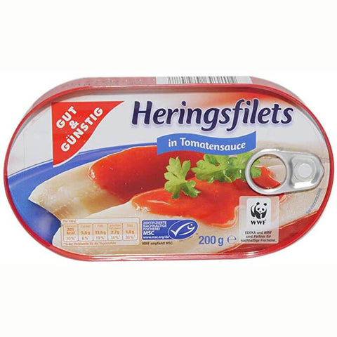 Gut and Gunstig Herringsfilets in Tomato Creme (CASE OF 19 x 200g)
