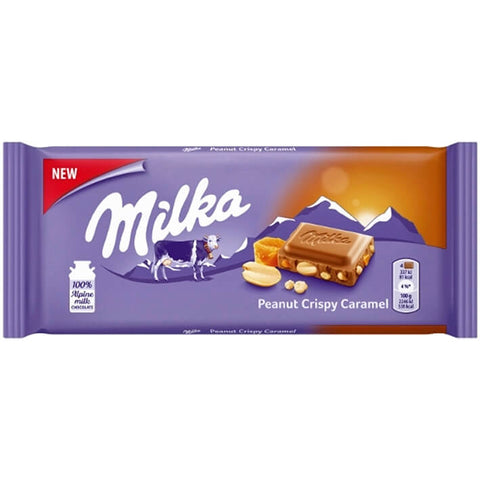 Milka Milk Chocolate - Peanut Crispy Caramel Bar (HEAT SENSITIVE ITEM - PLEASE ADD A THERMAL BOX TO YOUR ORDER TO PROTECT YOUR ITEMS (CASE OF 24 x 90g)