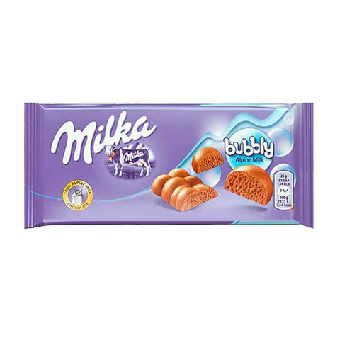 Milka Bubbly Milk Chocolate (HEAT SENSITIVE ITEM - PLEASE ADD A THERMAL BOX TO YOUR ORDER TO PROTECT YOUR ITEMS (CASE OF 14 x 90g)