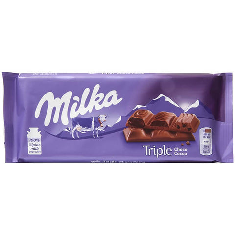 Milka Triple Chocolate Bar (HEAT SENSITIVE ITEM - PLEASE ADD A THERMAL BOX TO YOUR ORDER TO PROTECT YOUR ITEMS (CASE OF 20 x 90g)