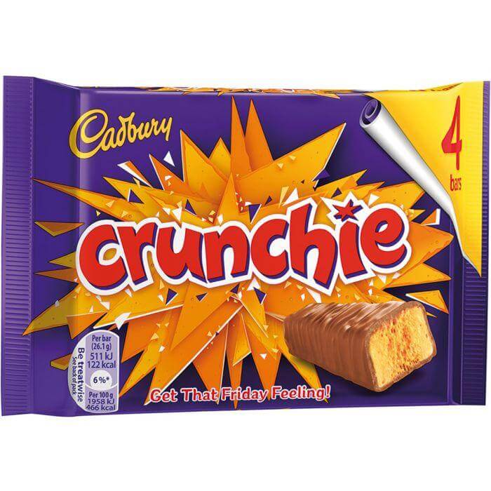 Cadbury Crunchie 4 Pack  HEAT SENSITIVE ITEM. PLEASE ADD ITEM 122942 TO THE ORDER TO TRY TO PROTECT CHOCOLATES FROM HEAT DAMAGE. (CASE OF 10 x 104.4g)