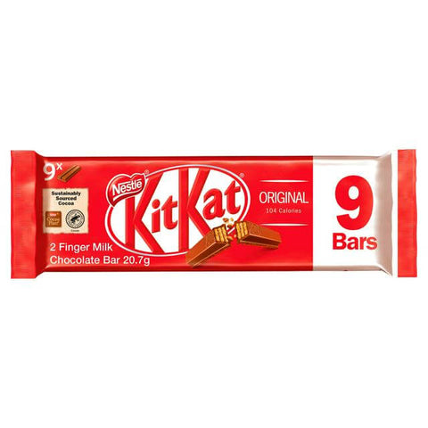 Nestle Kitkat 2 Finger Milk (9 Pack) (CASE OF 25 x 186.3g)