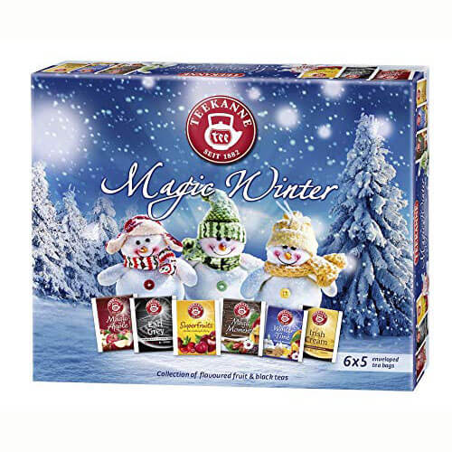 Teekanne Magic Winter Holiday Tea Assorted Box Fresh Orange,Forest Fruits,Magic Moments,Ginger Orange,Let it Snow and Winter Time (CASE OF 8 x 71.25g)