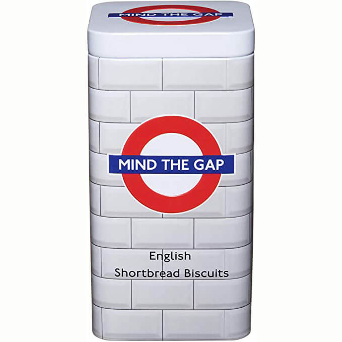 Infinity Brands Mind The Gap Biscuit Tin (CASE OF 12 x 100g)
