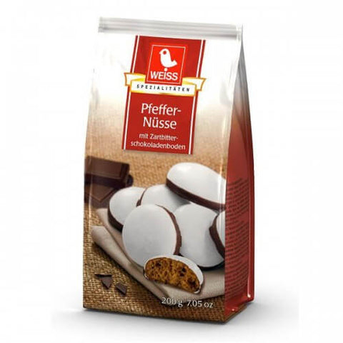 Weiss Schoko Pfeffernuesse  HEAT SENSITIVE ITEM. PLEASE ADD ITEM 122942 TO THE ORDER TO TRY TO PROTECT CHOCOLATES FROM HEAT DAMAGE. (CASE OF 36 x 200g)