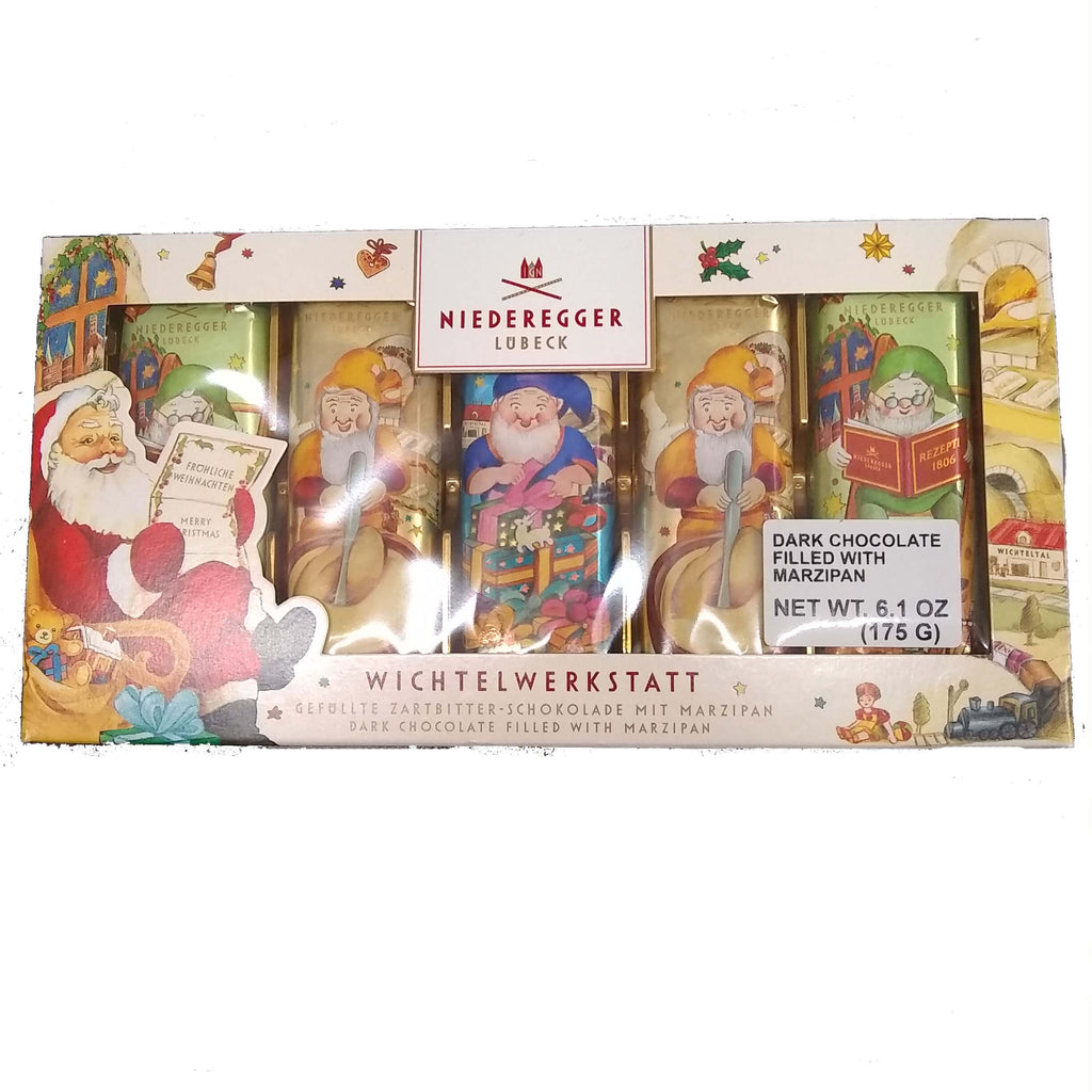 Niederegger Foil Wrapped Dark Chocolate Covered Marzipan Figures (5 Pack) (CASE OF 10 x 175g)