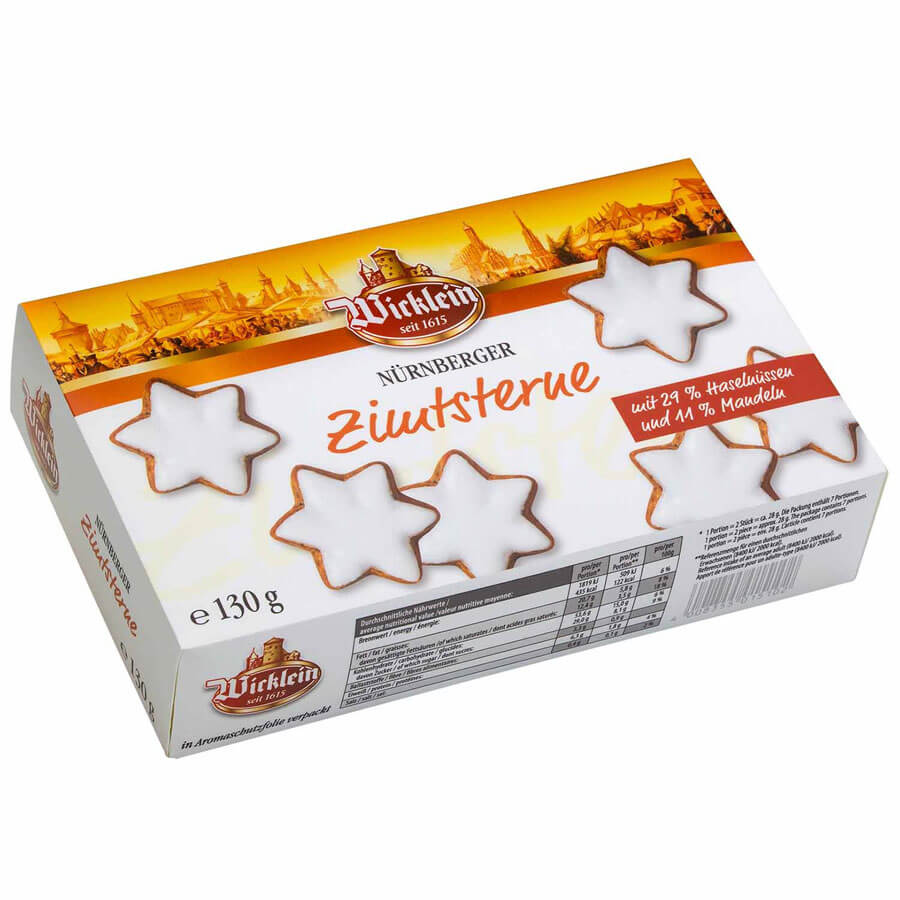 Wicklein Cinnamon Stars Nut and Almond Cookies (CASE OF 14 x 130g)