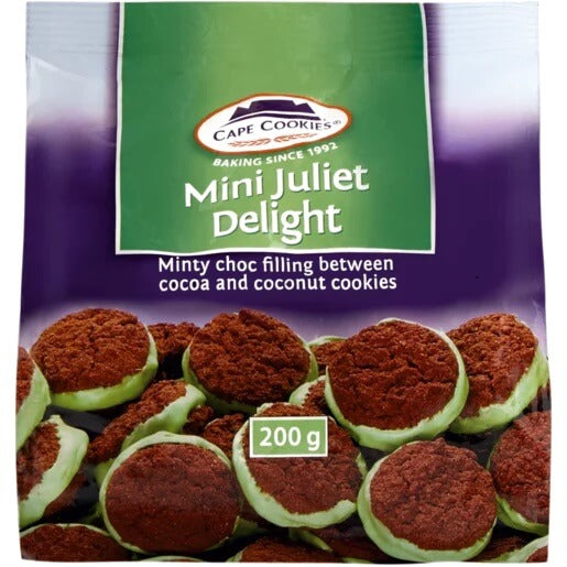Cape Cookies Cape Cookies Mini Juliet Delight  HEAT SENSITIVE ITEM. PLEASE ADD ITEM 122942 TO THE ORDER TO TRY TO PROTECT CHOCOLATES FROM HEAT DAMAGE. (CASE OF 12 x 200g)