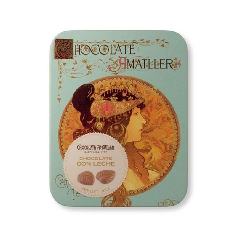 Amatller Milk Chocolate Leaves in a Gift Tin (CASE OF 10 x 60g)
