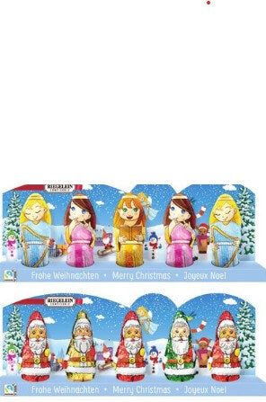 Riegelein Hollow Chocolate Gifts Mini Santa or Angels 5 Pack (CASE OF 28 x 62g)