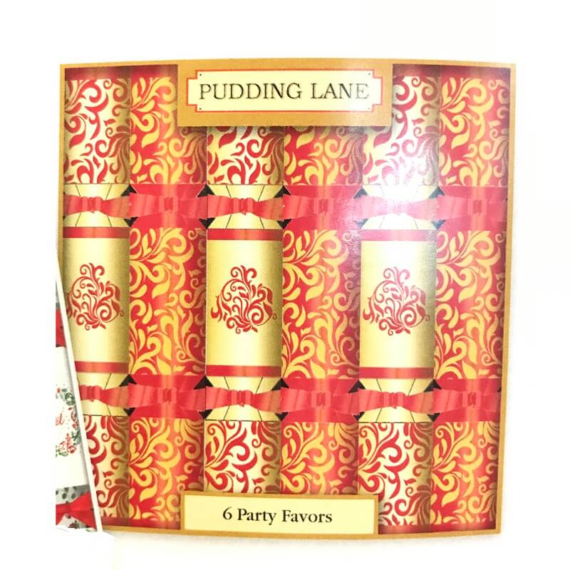 Pudding Lane Luxury Red  Gold Fleur Del Lais Cracker 6 X 14" (CASE OF 6 x 500g)