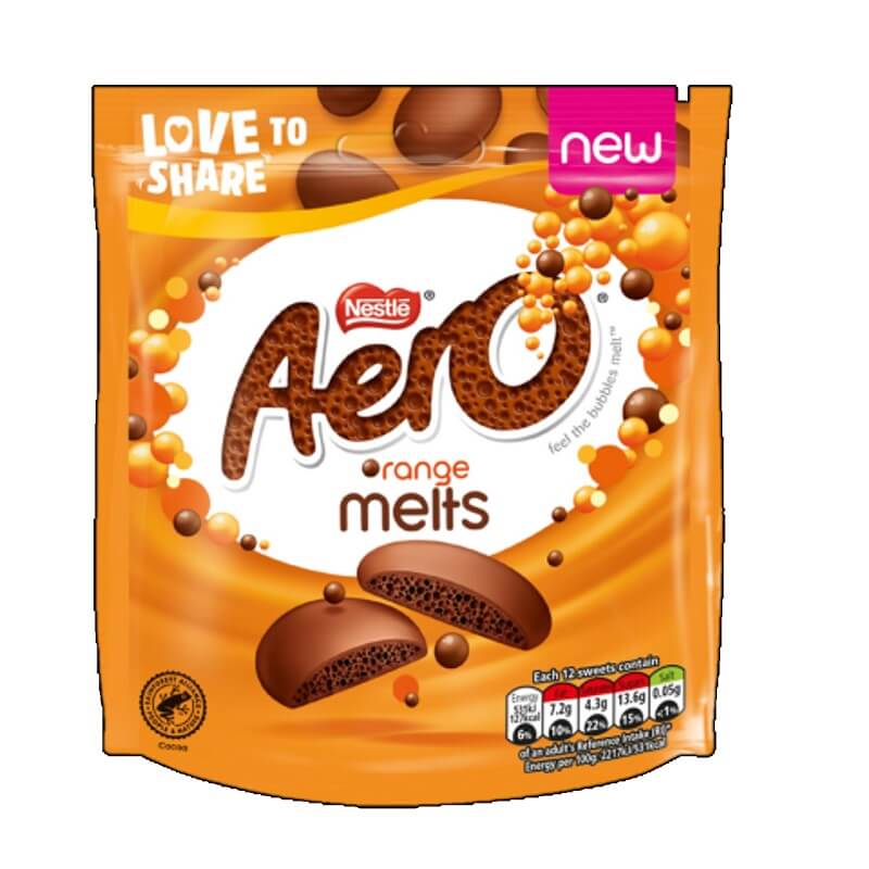 Nestle Aero Melts Orange Pouch (HEAT SENSITIVE ITEM - PLEASE ADD A THERMAL BOX TO YOUR ORDER TO PROTECT YOUR ITEMS (CASE OF 8 x 86g)