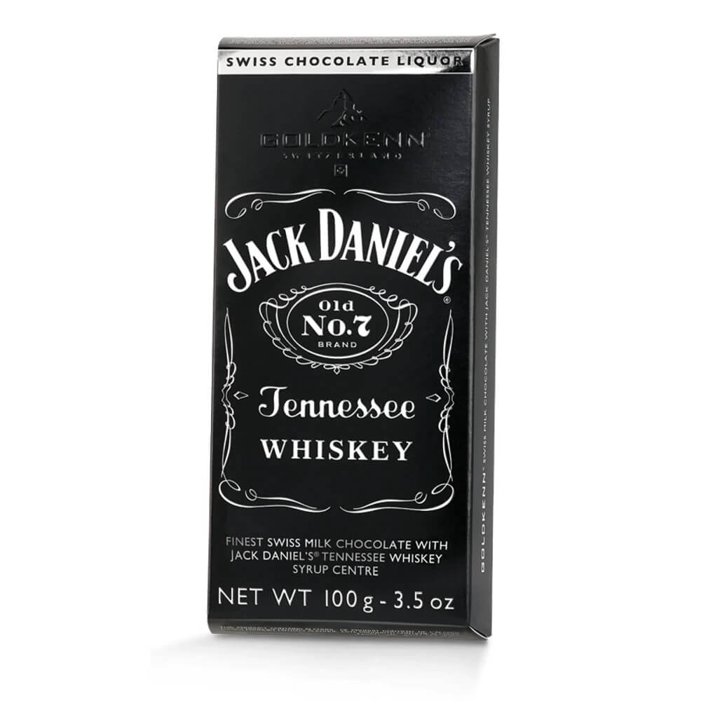 Goldkenn Jack Daniels Tennessee Whiskey Filled Chocolate Bar  HEAT SENSITIVE ITEM. PLEASE ADD ITEM 122942 TO THE ORDER TO TRY TO PROTECT CHOCOLATES FROM HEAT DAMAGE. (CASE OF 10 x 100g)