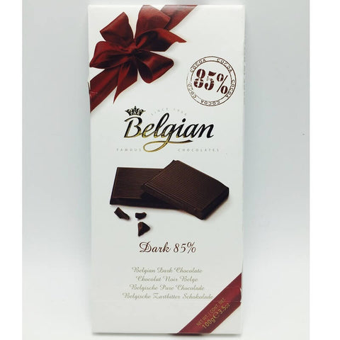 The Belgian 85% Dark Chocolate Bar (HEAT SENSITIVE ITEM - PLEASE ADD A THERMAL BOX TO YOUR ORDER TO PROTECT YOUR ITEMS (CASE OF 25 x 100g)