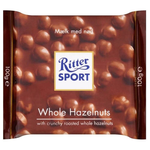 Ritter Sport Nut Perfection, Milk Chocolate Whole Hazelnuts (HEAT SENSITIVE ITEM - PLEASE ADD A THERMAL BOX TO YOUR ORDER TO PROTECT YOUR ITEMS (CASE OF 10 x 100g)
