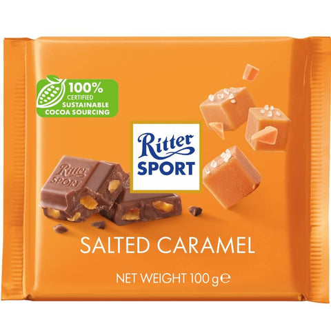 Ritter Sport Salted Caramel (HEAT SENSITIVE ITEM - PLEASE ADD A THERMAL BOX TO YOUR ORDER TO PROTECT YOUR ITEMS (CASE OF 12 x 100g)