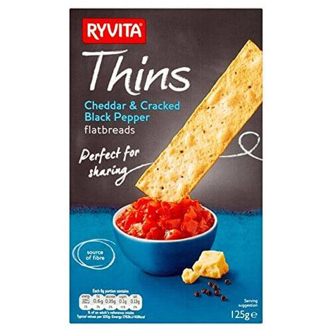 Ryvita Thins Cheddar and Black Pepper (CASE OF 6 x 125g)