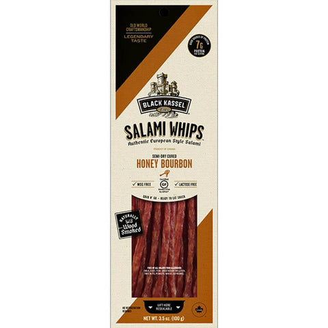Black Kassel Honey Bourbon Salami Whips (CASE OF 16 x 100g)