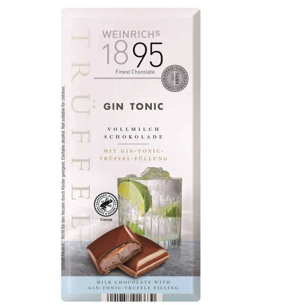 Weinrich Milk Chocolate With Gin-Tonic Truffle Filling (CASE OF 20 x 100g)