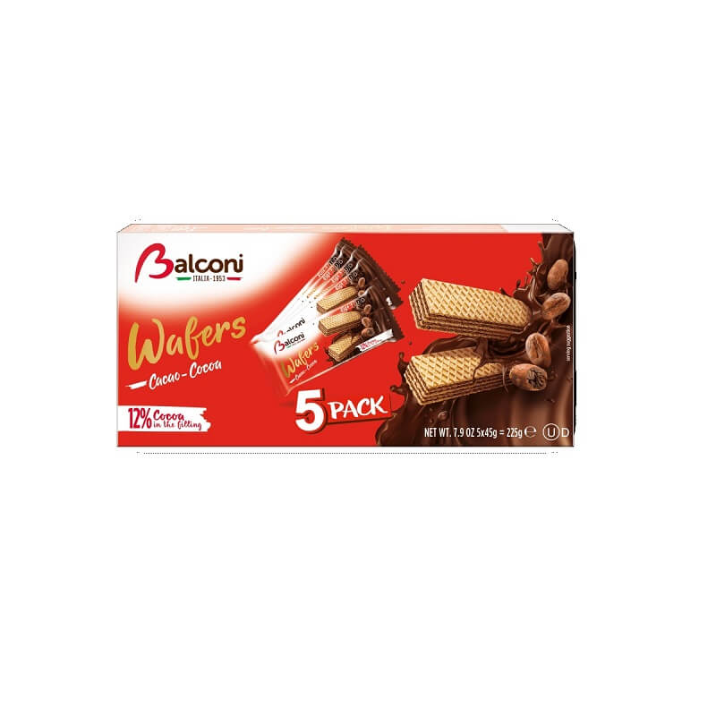 Balconi Wafers Cocoa 5 Pack (CASE OF 20 x 225g)