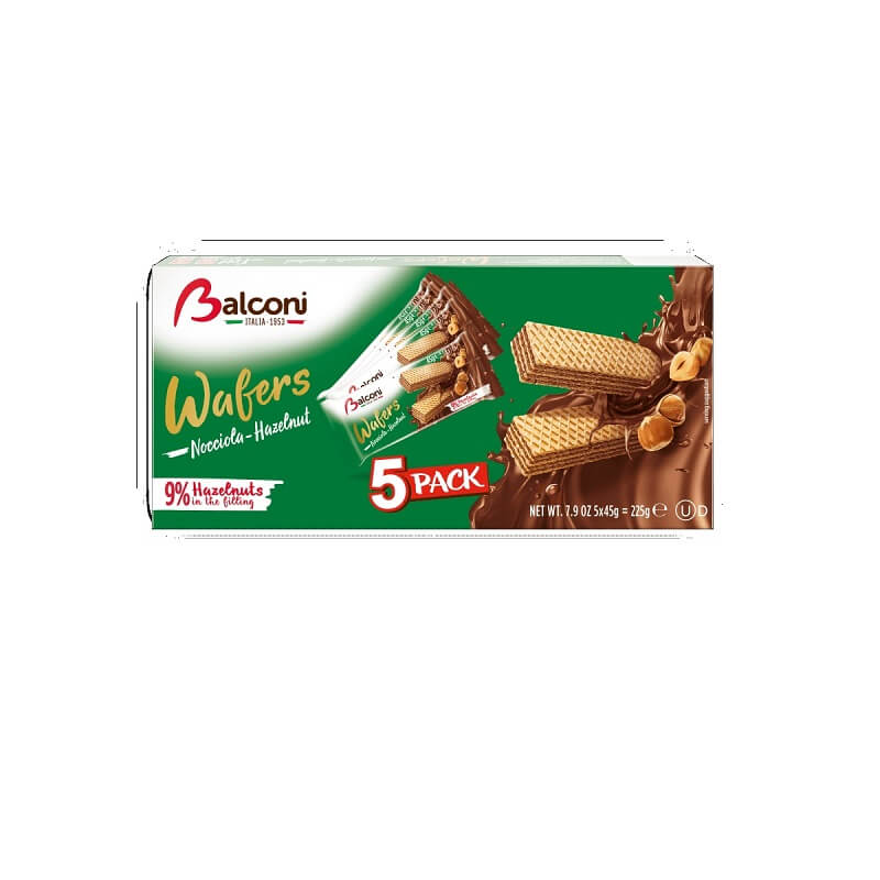 Balconi Wafers Hazelnut 5 Pack (CASE OF 20 x 225g)