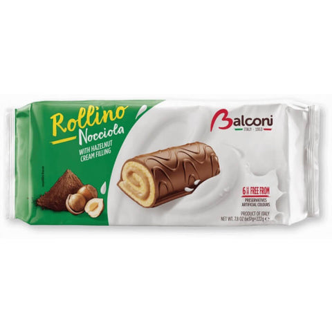Balconi Rollino Nocciola Cake Rolls 6 Pieces (CASE OF 20 x 222g)