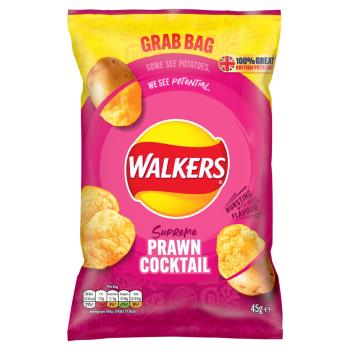 Walkers Prawn Cocktail Flavor Crisps (CASE OF 32 x 45g)