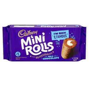 Cadbury Chocolate Mini Rolls Milk Chocolate HEAT SENSITIVE ITEM. PLEASE ADD ITEM 122942 TO THE ORDER TO TRY TO PROTECT CHOCOLATES FROM HEAT DAMAGE (CASE OF 12 x 130g)