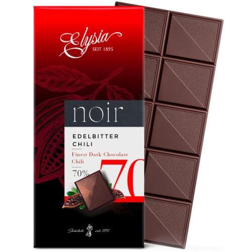 Elysia Noir 70% Chili Chocolate Bar (CASE OF 10 x 100g)