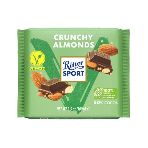 Ritter Sport Crunchy Almonds Vegan Chocolate Bar (CASE OF 10 x 100g)