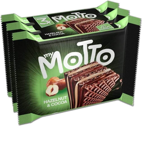 My Motto 3 Pack Wafer Cookie Hazelnut and Cocoa Cream (CASE OF 10 x 102g)